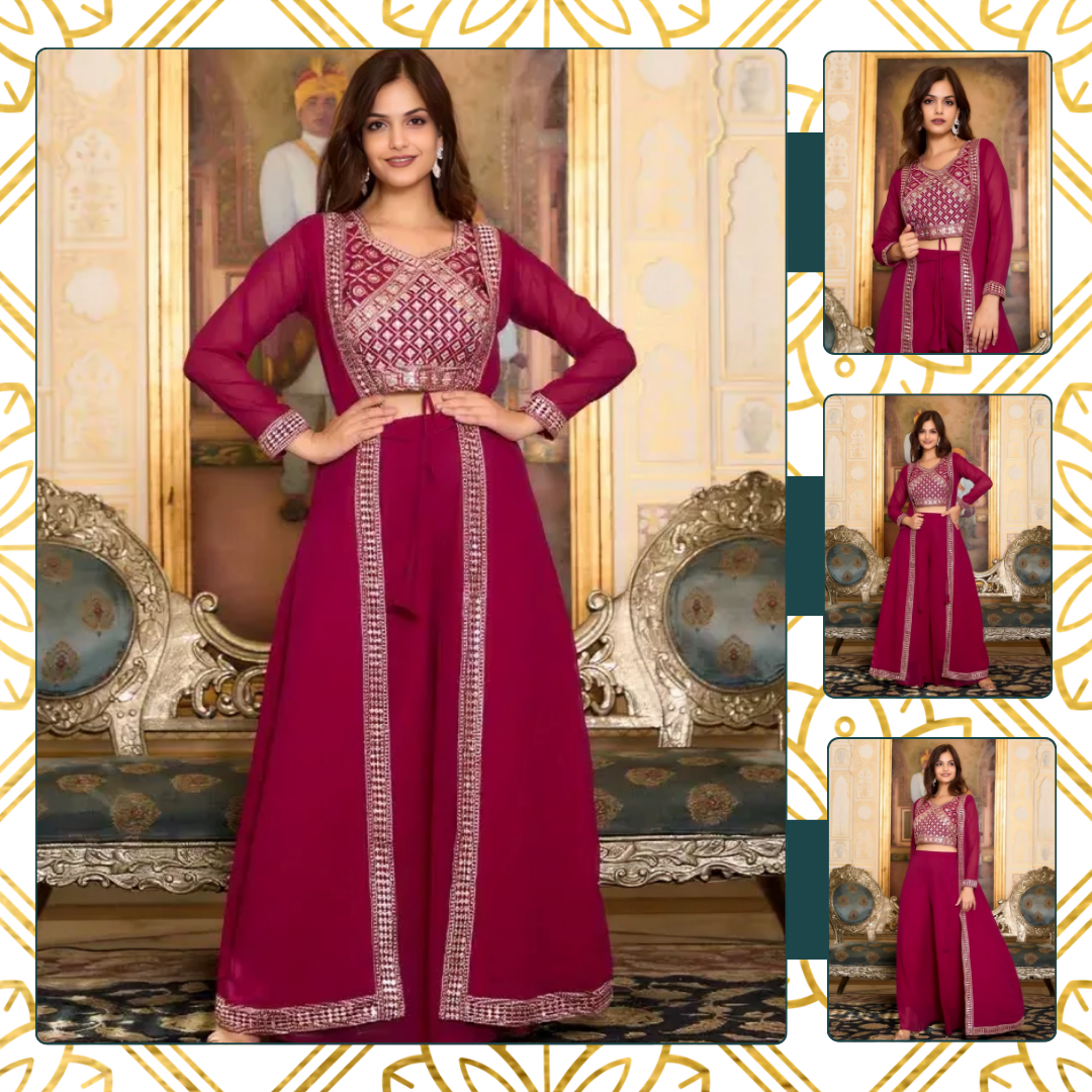 CHOLI PLAZZO & SHRUG SET