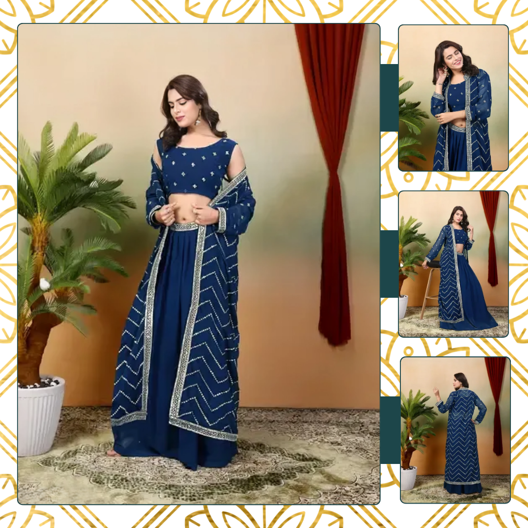 TRENDY BLUE SHRUG SET