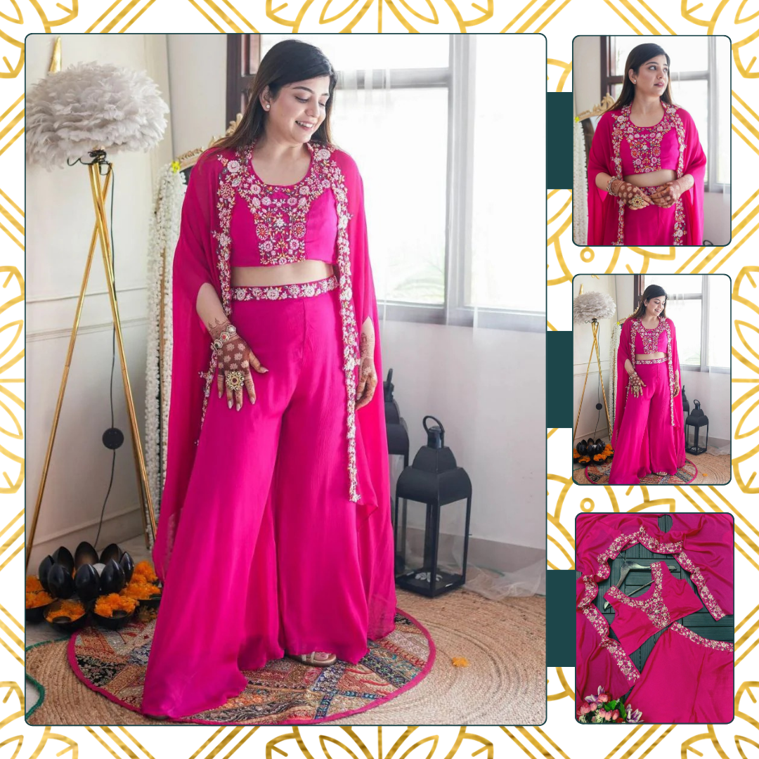 STYLISH PINK SHRUG SET